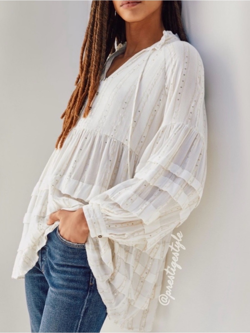 Anthropologie Quinn Sequined Tunic Blouse